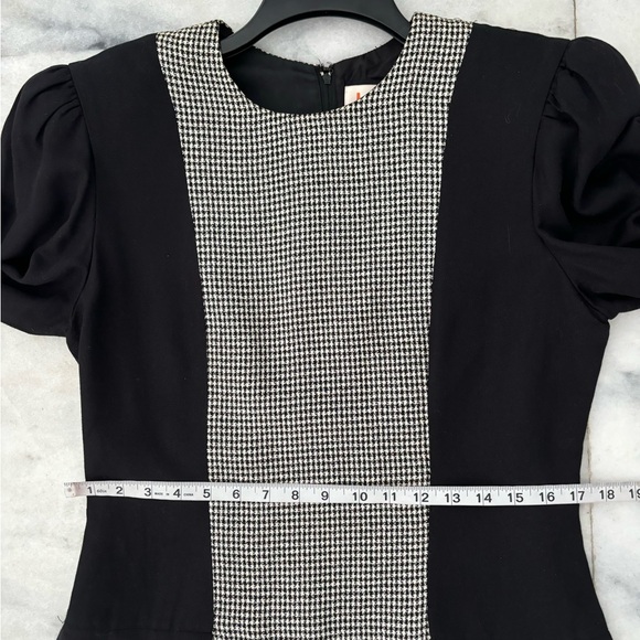 VTG Honeybee Dress Houndstooth Black White Knee Womens 12 Office Academia USA - Picture 10 of 15